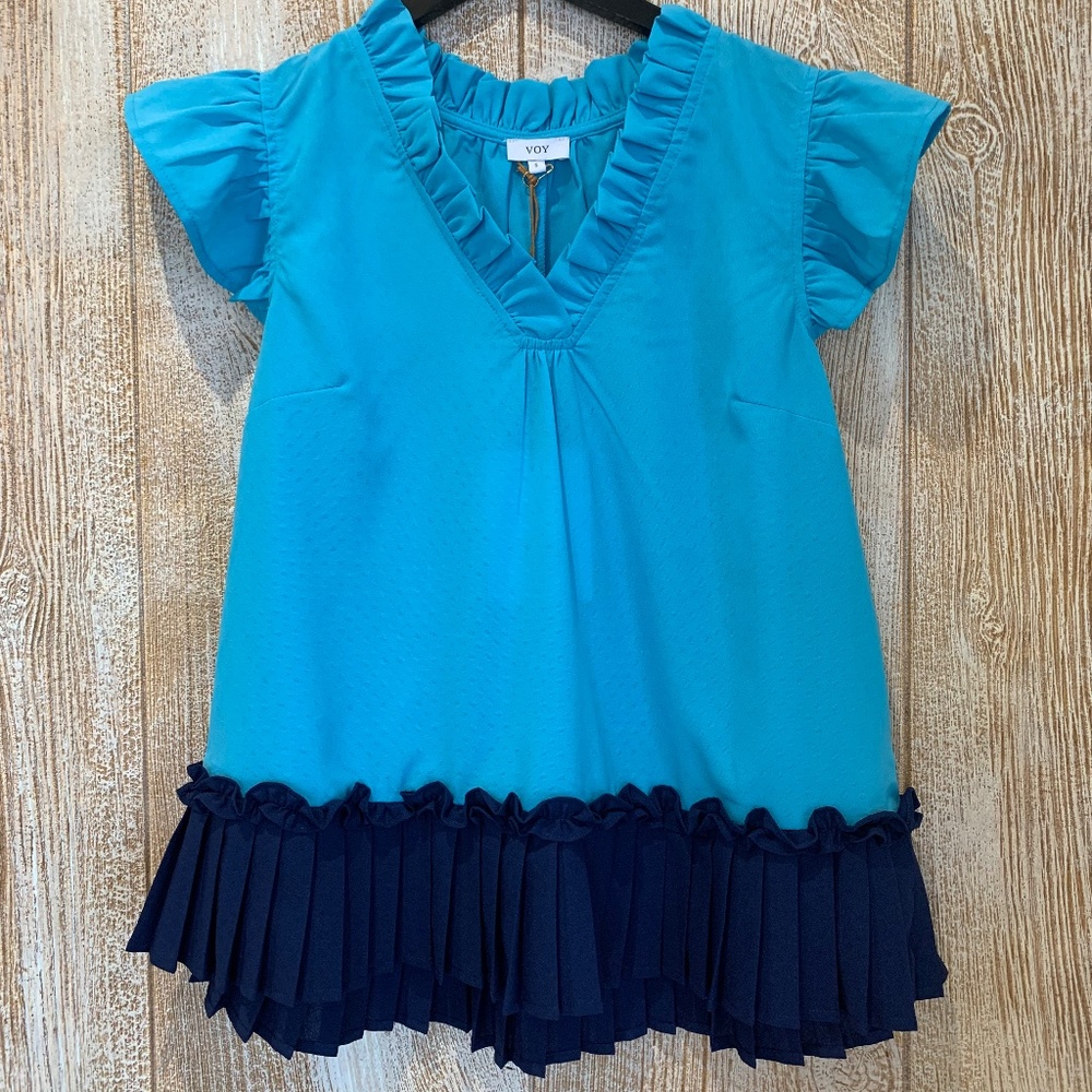 2 Tone Blue Top